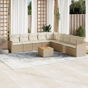 Maison exclusive - salon de jardin avec coussins 10 pcs beige résine tressée