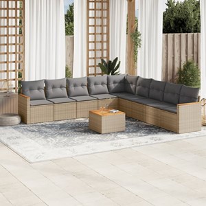 Maison exclusive - salon de jardin avec coussins 10 pcs beige résine tressée