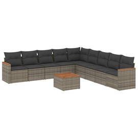 Maison exclusive - salon de jardin avec coussins 10 pcs gris résine tressée