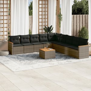 Maison exclusive - salon de jardin avec coussins 10 pcs gris résine tressée