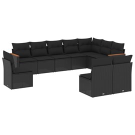 Maison exclusive - salon de jardin 10 pcs avec coussins noir résine tressée