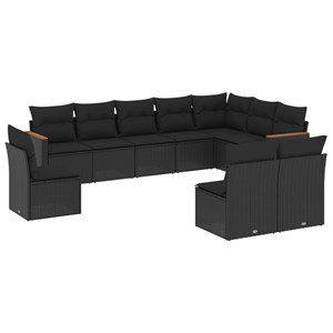 Maison exclusive - salon de jardin 10 pcs avec coussins noir résine tressée