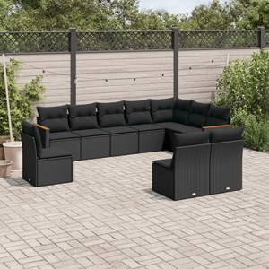 Maison exclusive - salon de jardin 10 pcs avec coussins noir résine tressée