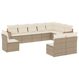 Maison exclusive - salon de jardin avec coussins 10 pcs beige résine tressée