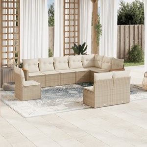Maison exclusive - salon de jardin avec coussins 10 pcs beige résine tressée