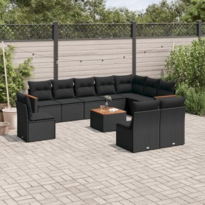 Maison exclusive - salon de jardin 11 pcs avec coussins noir résine tressée