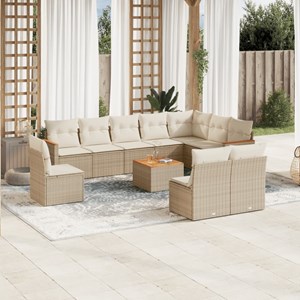Maison exclusive - salon de jardin 11 pcs avec coussins beige résine tressée