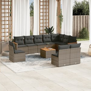 Maison exclusive - salon de jardin 11 pcs avec coussins gris résine tressée