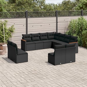 Maison exclusive - salon de jardin 11 pcs avec coussins noir résine tressée