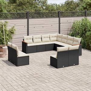 Maison exclusive - salon de jardin 11 pcs avec coussins noir résine tressée