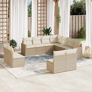 Maison exclusive - salon de jardin 11 pcs avec coussins beige résine tressée
