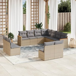 Maison exclusive - salon de jardin 11 pcs avec coussins beige résine tressée