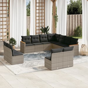 Maison exclusive - salon de jardin 11 pcs avec coussins gris résine tressée