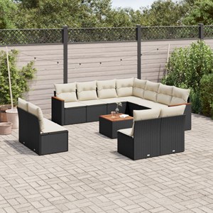 Maison exclusive - salon de jardin 12 pcs avec coussins noir résine tressée