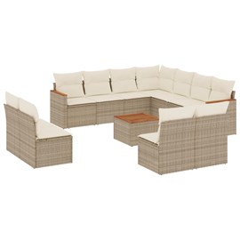 Maison exclusive - salon de jardin avec coussins 12 pcs beige résine tressée