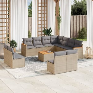Maison exclusive - salon de jardin avec coussins 12 pcs beige résine tressée