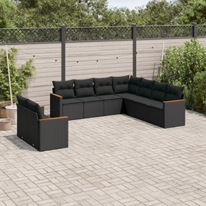 Maison exclusive - salon de jardin 9 pcs avec coussins noir résine tressée
