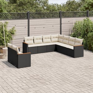 Maison exclusive - salon de jardin 9 pcs avec coussins noir résine tressée