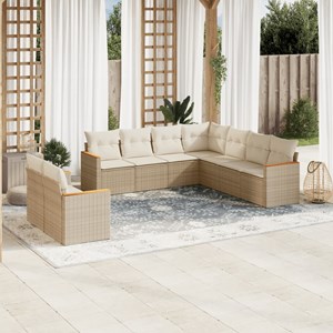Maison exclusive - salon de jardin avec coussins 9 pcs beige résine tressée