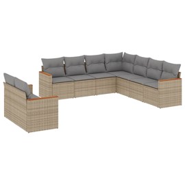 Maison exclusive - salon de jardin avec coussins 9 pcs beige résine tressée