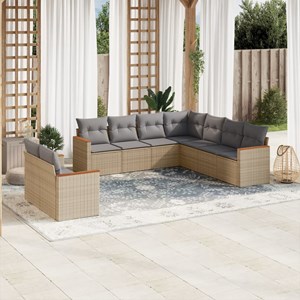 Maison exclusive - salon de jardin avec coussins 9 pcs beige résine tressée