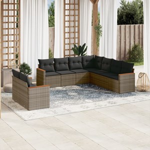 Maison exclusive - salon de jardin 9 pcs avec coussins gris résine tressée