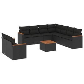 Maison exclusive - salon de jardin 10 pcs avec coussins noir résine tressée