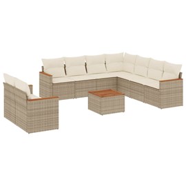 Maison exclusive - salon de jardin avec coussins 10 pcs beige résine tressée