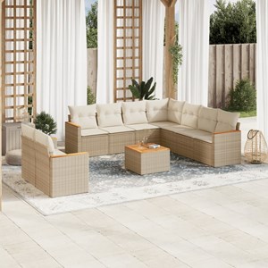 Maison exclusive - salon de jardin avec coussins 10 pcs beige résine tressée