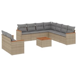 Maison exclusive - salon de jardin avec coussins 10 pcs beige résine tressée