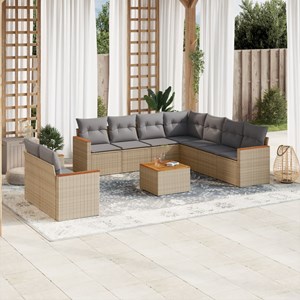 Maison exclusive - salon de jardin avec coussins 10 pcs beige résine tressée