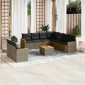 Maison exclusive - salon de jardin avec coussins 10 pcs gris résine tressée
