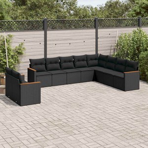 Maison exclusive - salon de jardin 10 pcs avec coussins noir résine tressée