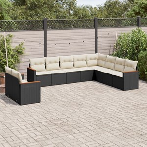 Maison exclusive - salon de jardin 10 pcs avec coussins noir résine tressée