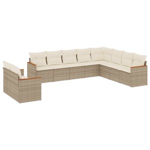 Maison exclusive - salon de jardin avec coussins 10 pcs beige résine tressée