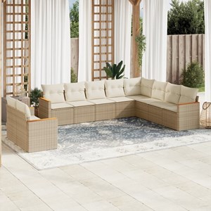 Maison exclusive - salon de jardin avec coussins 10 pcs beige résine tressée