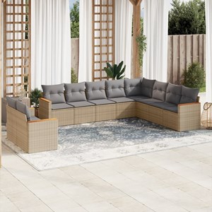 Maison exclusive - salon de jardin avec coussins 10 pcs beige résine tressée