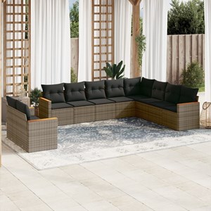 Maison exclusive - salon de jardin avec coussins 10 pcs gris résine tressée