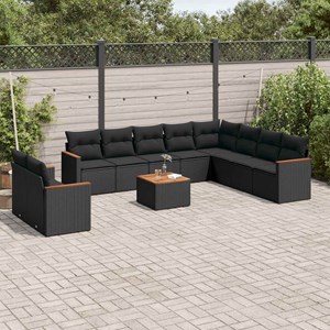 Maison exclusive - salon de jardin 11 pcs avec coussins noir résine tressée