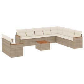Maison exclusive - salon de jardin 11 pcs avec coussins beige résine tressée