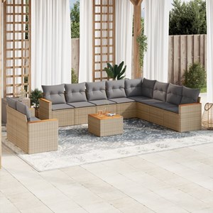 Maison exclusive - salon de jardin 11 pcs avec coussins beige résine tressée