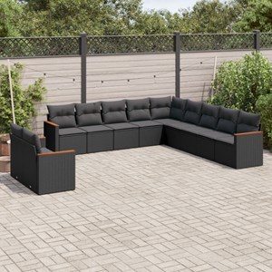 Maison exclusive - salon de jardin 11 pcs avec coussins noir résine tressée