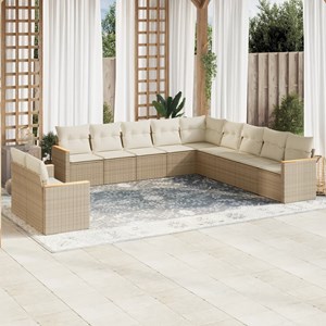 Maison exclusive - salon de jardin 11 pcs avec coussins beige résine tressée