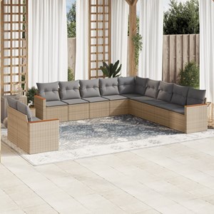 Maison exclusive - salon de jardin 11 pcs avec coussins beige résine tressée