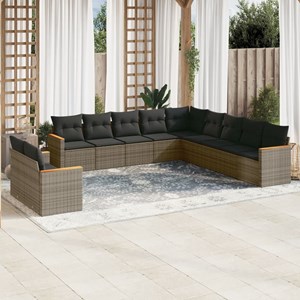 Maison exclusive - salon de jardin 11 pcs avec coussins gris résine tressée
