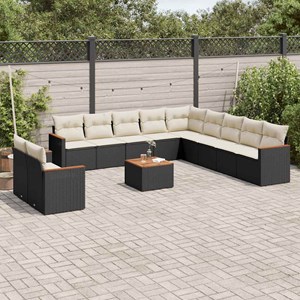 Maison exclusive - salon de jardin 12 pcs avec coussins noir résine tressée