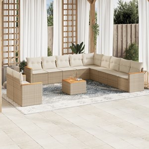 Maison exclusive - salon de jardin avec coussins 12 pcs beige résine tressée