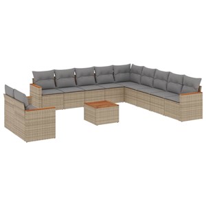 Maison exclusive - salon de jardin avec coussins 12 pcs beige résine tressée