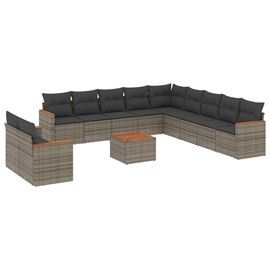 Maison exclusive - salon de jardin avec coussins 12 pcs gris résine tressée