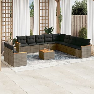 Maison exclusive - salon de jardin avec coussins 12 pcs gris résine tressée